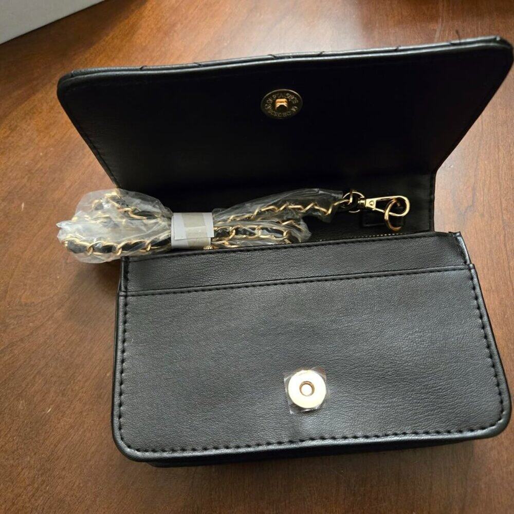 Small Black Quilted Crossbody Bag for Women – Vegan Leather Phone Wallet Purse - Picture 13 of 16